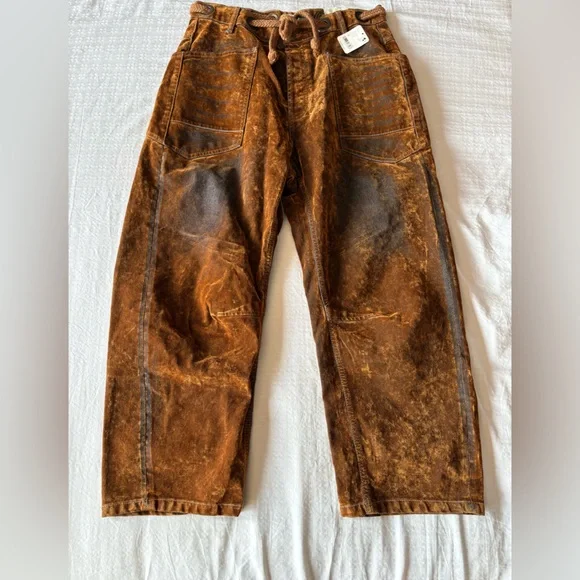Free People Moxie Burnt Rust Barrel Pants